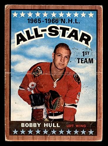 1966-Добрият играч на всички звезди № 125 Боби Хъл Чикаго Блекхоукс (Хокейна карта) PHAIR Блекхоукс