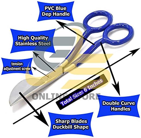 Ножици Duckbill Blue 6 За ремонт на мокети от Неръждаема Стомана от G. S Online Store