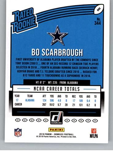 2018 Donruss Football #344 Карта начинаещ Бо Скарбро RC Далас Каубойс С ранг Начинаещ Официалната търговска картичка NFL