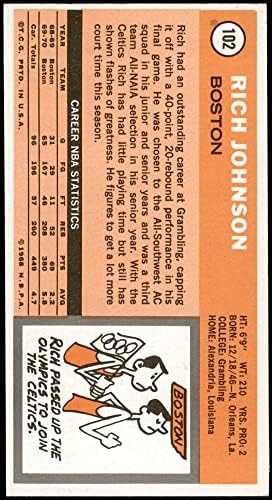 1970 Topps # 102 Рич Джонсън Бостън Селтикс (баскетболно карта) NM/ MT Селтикс Грэмблинг Стейт Юнивърсити