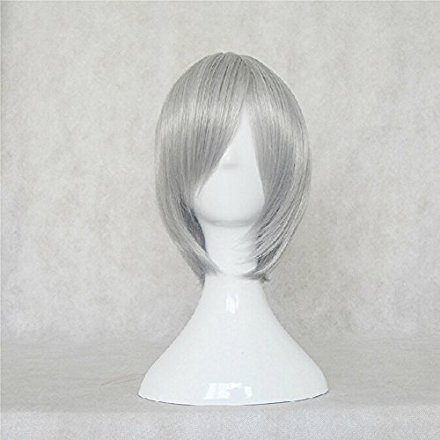 МАГЬОСНИЦИ Джафар сребристо-сив 35 см директен кратък перука за cosplay (сребристо сиво)