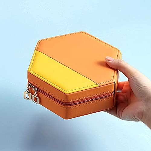 KINGX Jewelry Box Organizer Case Реколта Малък Ковчег За Бижута Оранжево Геометричен Дисплей Органайзер за Бижута