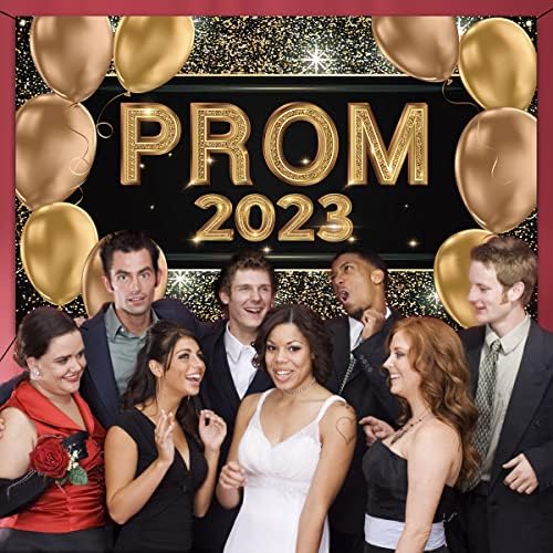 Nepnuser Prom 2023 Фон за фотобудки За Бала, Декорация за Абитуриентски партита, Черен и Златен Блясък, боядисани