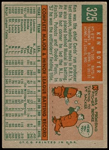 1959 Topps 325 Кен Бойер Сейнт Луис Кардиналс (Бейзболна картичка) VG/БИВШ Кардиналс