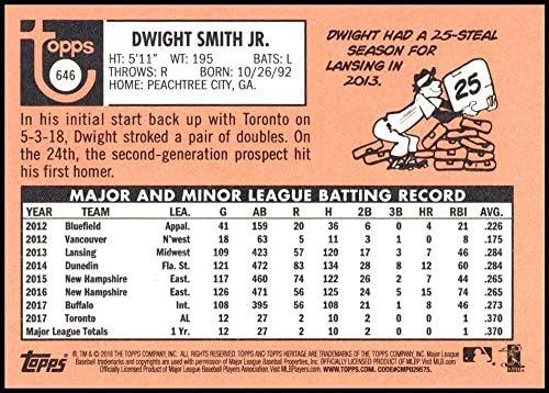 2018 Topps Heritage High Number Бейзбол 646 Дуайт Смит - младши . Официалната търговска картичка MLB Торонто