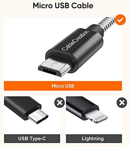 Комплект – 2 броя: USB кабел C до Гръмотевична + - Къс кабел Micro USB