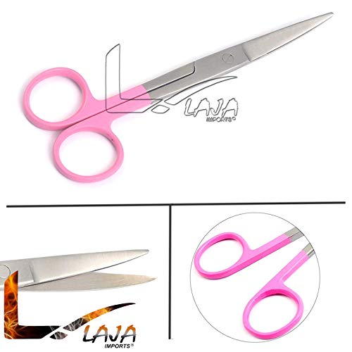 LAJA ВНАСЯ Операционни Ножици Sharp /Остра Извити Цветна дръжка 5,5 инча (розов)