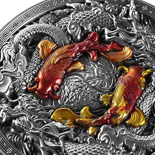 2023 Модерна Възпоменателна монета PowerCoin Koi и Дракони 2 Грама Сребърна Монета От 10 000 Франка на Чад 2023