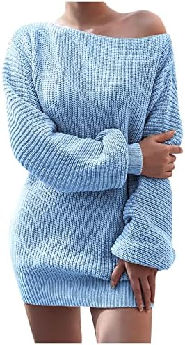 Жена Пуловер с открити рамене, Ежедневното Свободно Вязаное Рокля-Пуловер С Открити Рамене, Ежедневна Рокля-Пуловер