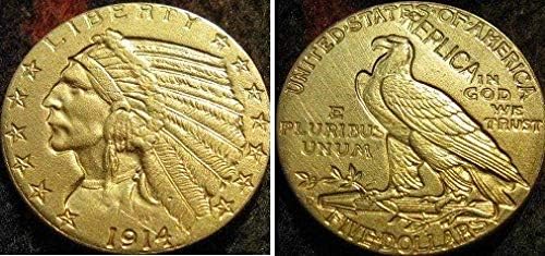 Златен индийския-Наполовина Орел стойност 5 долара 1914-D Копие Монети Копие Подарък за Него