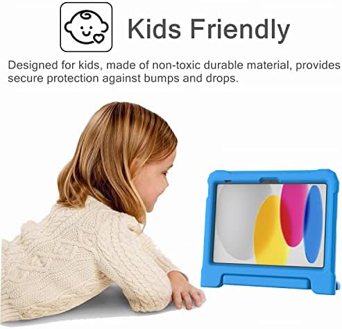 MAISON iPad на 10-то поколение 10,9 см 2022 Калъф за деца - Противоударная Защитно дръжка-Броня-шкаф с вградена защита на екрана Калъф за малки момиченца (в синьо)