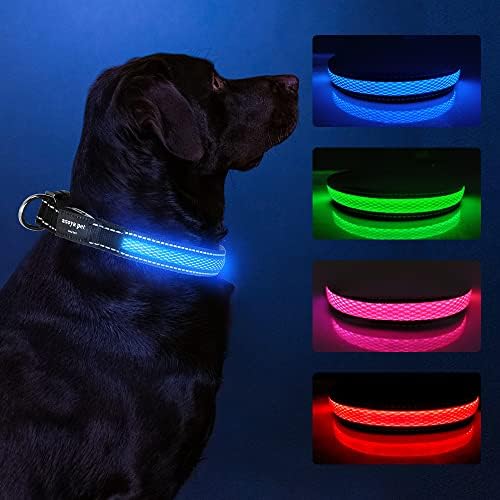 Нашийник за сигурност за кучета ASOYA ПЕТ LED с USB батерията, супер Ярки, мигащи нашийник за кучета, водоустойчив,