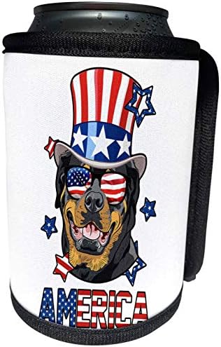 3dRose - Патриотични американски куче - ротвайлер В слънчеви очила с флага на сащ и Tophat Dog America - Опаковки за бутилки - хладилника (cc-284224-1)