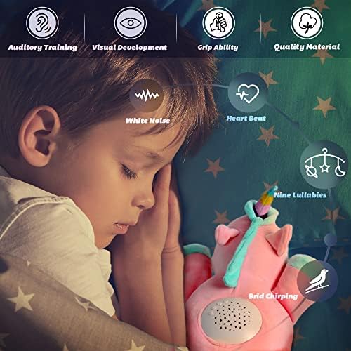 Детски лека нощ Linzy Toys Звездна нощ с Прожектор с Успокояващи Звуци, Колыбельными и празна карта с Бял Шум