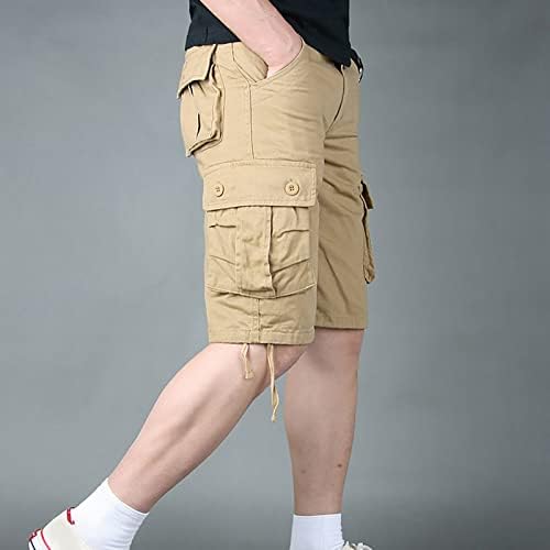 Мъжки къси панталони Ymosrh, Ежедневни Скъсяване на Панталони с висока Талия, С Много Джобове, Външни Панталони