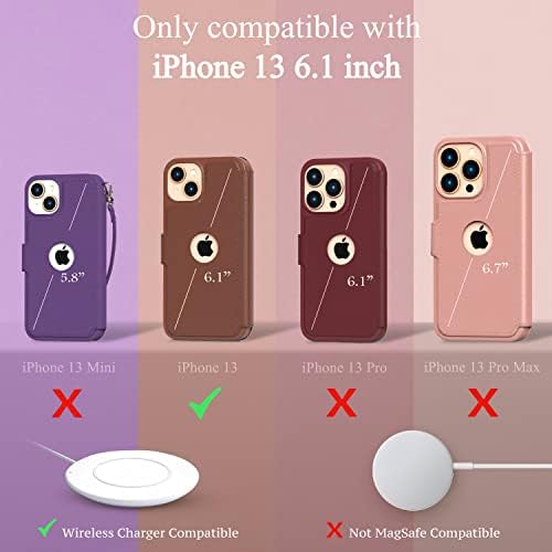 Чанта-портфейл LUPA Legacy за iPhone 13 - Калъф с държач за карти - [Тънък и здрав] за жени и мъже - възможност за сгъване на калъф за мобилен телефон iPhone 13 - Изкуствена кожа - Кор?
