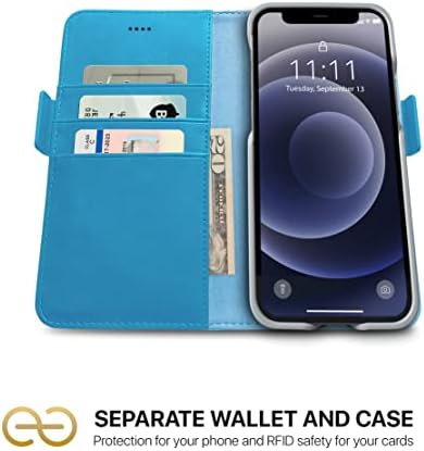 Чанта-портфейл Dreem Fibonacci 2-в-1 за Apple iPhone на 12-Pro Max - Луксозна веганская кожа, Магнитна Подвижна устойчив на удари калъф за телефон, защита на RFID-карти, двустранен флип-н?