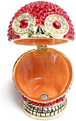 Ковчег LASODY кристалния череп кутия с панти капак ключодържател с лъскава кутия ключодържател скелет кристали bejeweled Сребърен череп декор