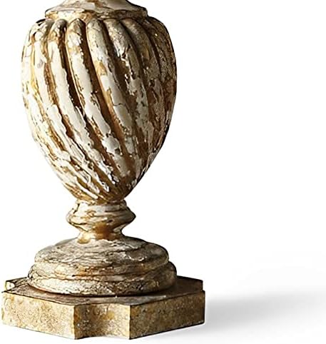 Френската Ретро Дървена Настолна Лампа, Резбовани Дървени Спирала Инкрустация от Златно Фолио, Ръчно изработени,