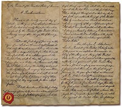 Нашите предложения за изменения На Прокламацията за освобождение, 1863. 16 x 14, Отпечатани две страници.