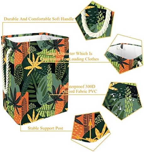 Кошница за дрехи Тропически Акварели Растения Сгъваема Кошница За Дрехи Твърдо Кофа За Пране на Организация