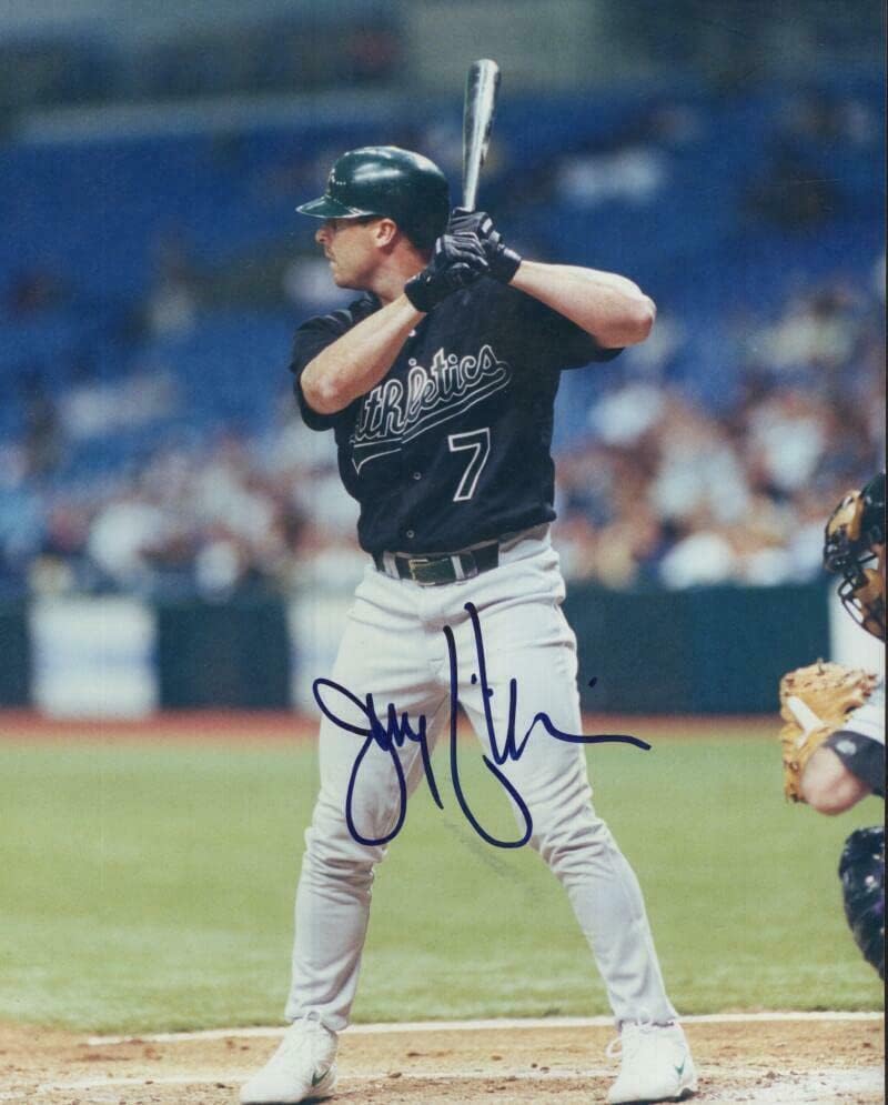 Снимка Джереми Джамби Окланд А с автограф 8x10 с автограф, В Съавторство - Снимки на MLB с автограф