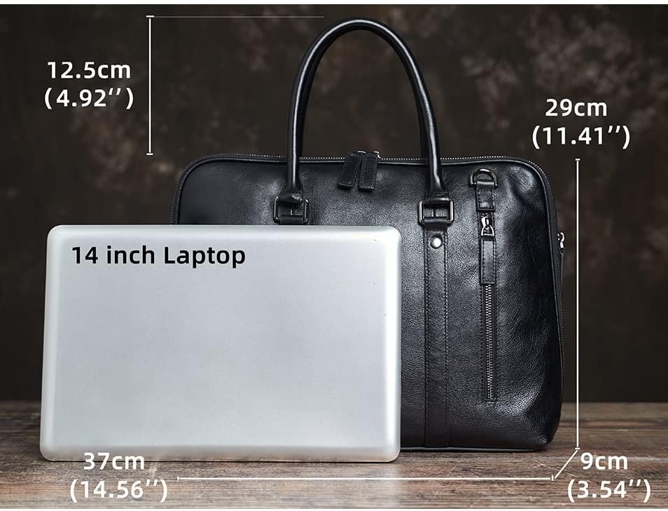 MMLLZEL Бизнес Мъжки портфейл, Ежедневни Кожена чанта-тоут на рамото, Офис чанта за лаптоп 15 инча (Цвят: A,