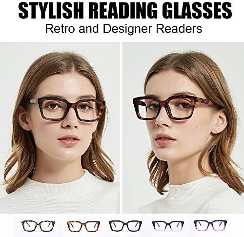JiSoo Извънгабаритни Очила За Четене Женски 2,0, Блокиране на Синя Светлина, Модерен Дизайнерски Очила За четене