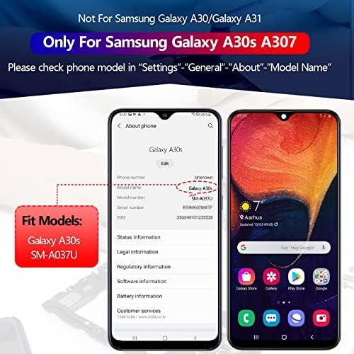 Екран за OLED на Samsung Galaxy A30S 2019 Подмяна на екрана LCD сензорен екран Дигитайзер възли за Samsung A30s
