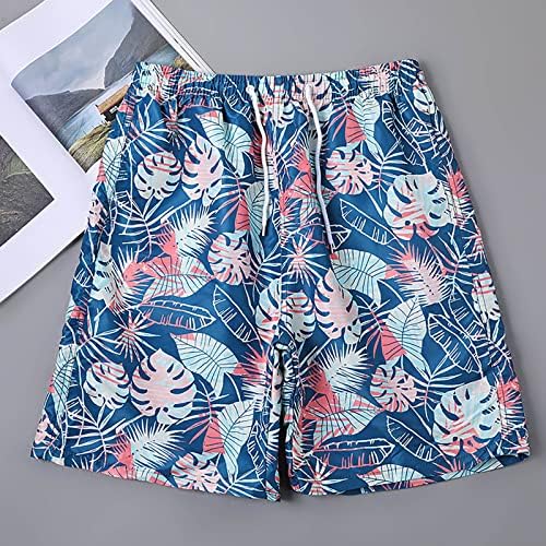 Стрейчевые Хавайски Плажни къси Панталони за Мъже, Леки Шорти за Плуване, Бански костюми Плюс размери, бързо