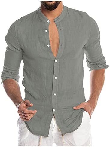 Мъжки ежедневни ризи от памук и лен DUEIG, Есенни мъжки Блузи с дълъг ръкав, копчета 2021, Летни Ризи с Предните