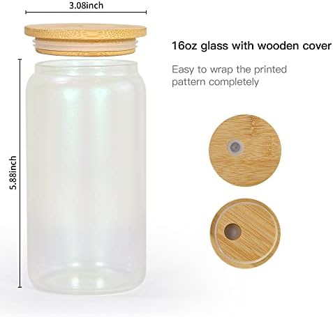 Двете Стъклени Заготовки ПЕКИН на 16 унции с бамбук капак и Пластмасови Соломинками, 25 Опаковки, Прозрачни