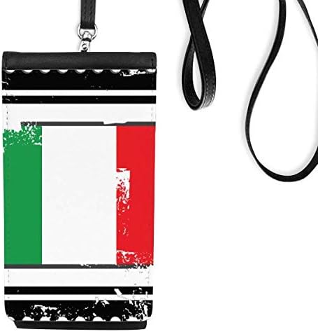 Италия Национален Флаг Държава Знак На Правоъгълник Телефон В Чантата Си Портфейл Окачен Мобилен Калъф Черен