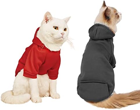 DroolingDog Hoody с качулка за Котки, Червен, Черен Пуловер за котки, Качулки за Котки, Hoody за Малки Кучета,