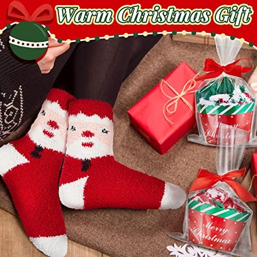 Hercicy 5 Опаковки Коледни Чорапи за Коледни Кексчета, Пухкави Чорапи, Чорапи с Опаковка за Кифли Без Чорапи