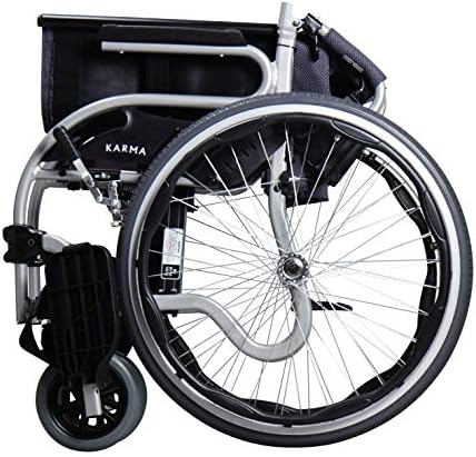 Karman KM1514 28-килограмова ультралегкая 18-инчовата инвалидна количка със сгъваща се стойка за краката сребрист