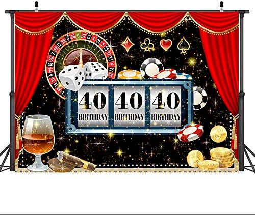 7 × 5 метра Фон за казино на 40-ия Ден от Раждането, Казино в Лас Вегас, Нощни Мъжете, С 40-ти Рожден Ден, на