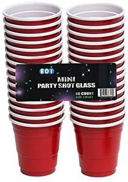 За еднократна употреба Червени Пластмасови чашки за мини-партита EDI 2 грама, 40 бр.