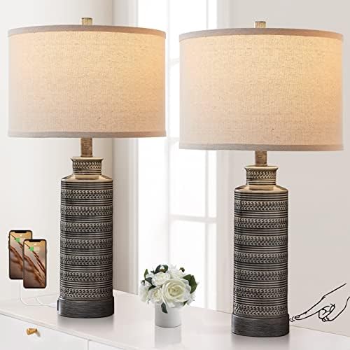 Набор от AIEAMPDO от 2 Модерни настолни лампи за прикроватной нощни шкафчета в спалнята, Керамична лампа с 3-Позиционна
