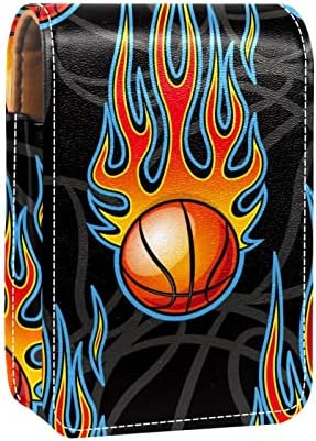 Баскетбол хот-род пламък организатор кутия за съхранение на червило с огледало, червило калъф