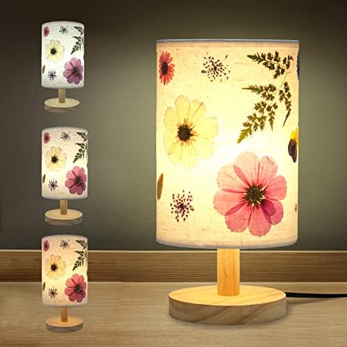Нощна лампа от Пресовани цветя TUSAUW, Цветя Настолна лампа, 3 режима на осветление, Истински Изсушени Цветя,