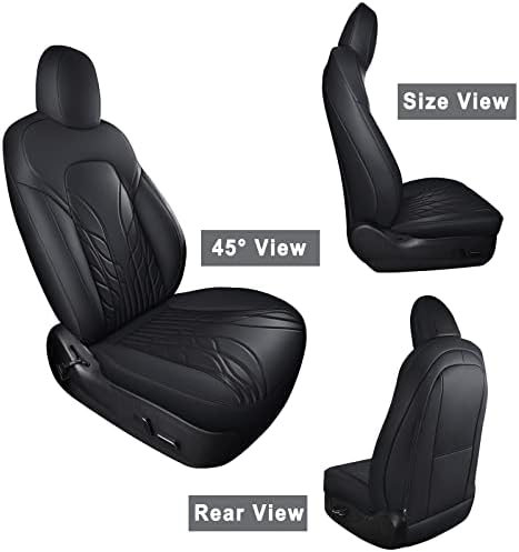 Седалките Huidasource Tesla Model 3, Черни, Непромокаеми Кожени Предни и Задни Калъфи за автомобилни седалки