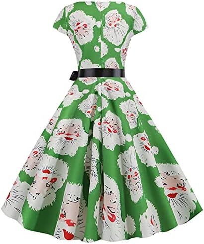 Винтажное рокля в Ретро стил на 1950-те Години за жените, Коледна Рокля с Принтом Снежен човек, Къси Коктейлни