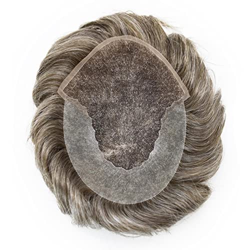 Мъжка перука, изработени От естествени човешки коси на Европейския производство, Дискретно Перука, Завързана За мъже, Дишащи изкуствена коса С Обесцвеченными възл
