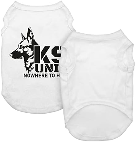 Майк за кучета K9 Unit - Полицейска Тениска За кучета K9 - Дрехи за Кучета с Думата дизайн (M, Бяла)