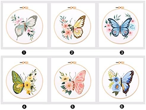 Outop Стартов Комплект за Бродиране, Комплект за Бродиране Направи си сам с Дизайн на пеперуда, за начинаещи,