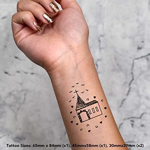 Azeeda 4 Временни татуировки Църква и на сърцето (TO00056046)