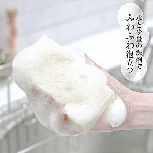 Спондж Wise ASSO AS-018 Mitsuboshi за миене на съдове, Комплект от 4 броя, произведени в Япония, Бяла, 2,4 x