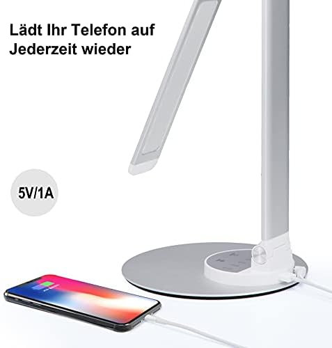 светодиодна Настолна лампа sympa с Безжично зарядно устройство, USB Порт за зареждане, Настолна лампа с регулируема