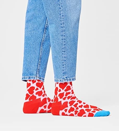 Подаръчен комплект чорапи Happy Socks, многоцветни и забавни Чорапи за мъже и Жени, 3 опаковки I Flower U Socks